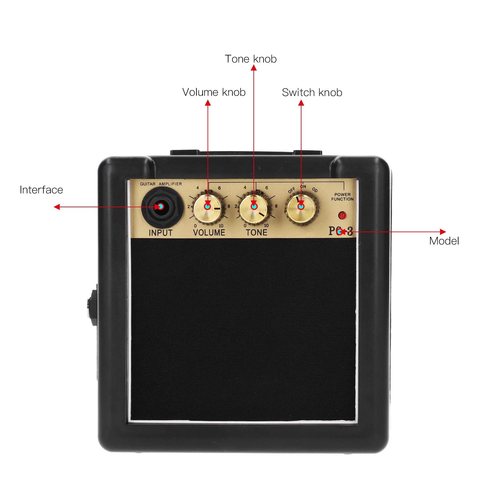 Guitar Amplifier, Bass Speaker Mini Guitar Amplifier, Portable Pg 3 3W For Electric Guitar Electric Bass